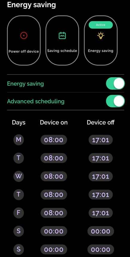 Energy saving mode